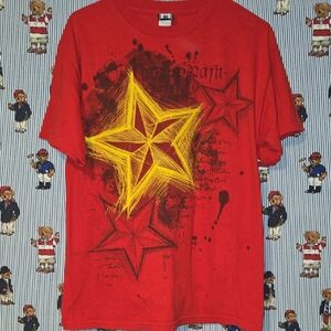 Vintage Y2k Star Graphic Hybrid Red T Shirt  Medium